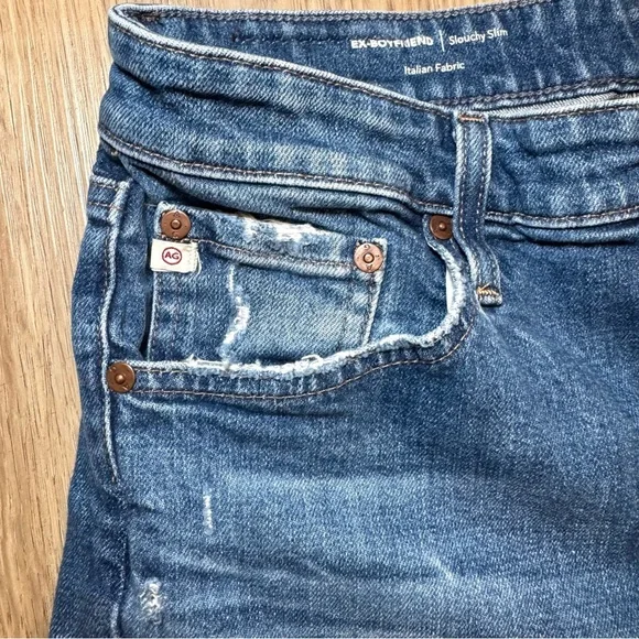 AG-ED Ex-Boyfriend Slouchy Jeans Size 27 Italian Denim Raw Hem - Picture 6 of 16